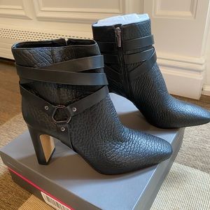 Vince Camuto black leather booties